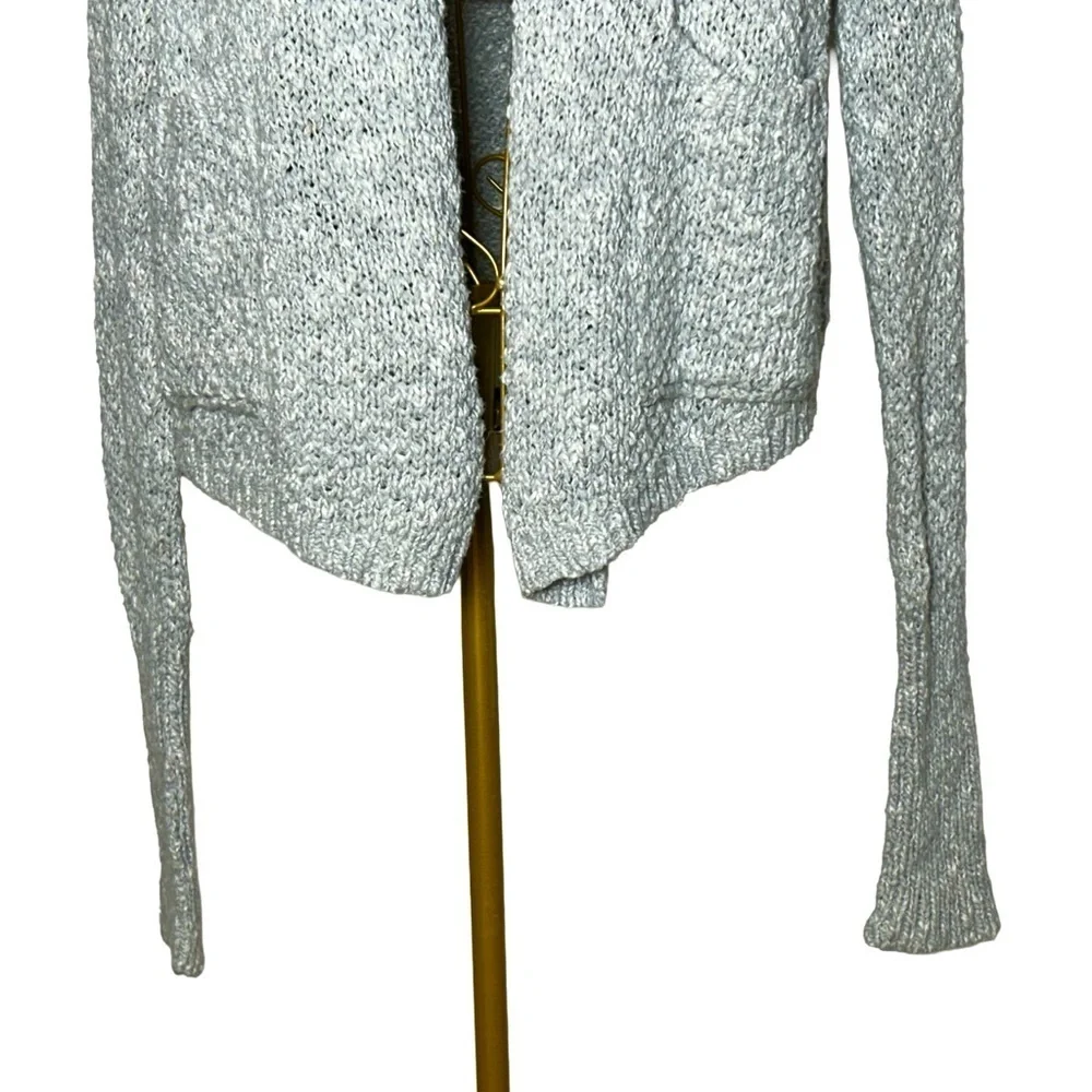 Abercrombie and Fitch Gray Cable Knit Open Cardigan with Patch Pockets, Small